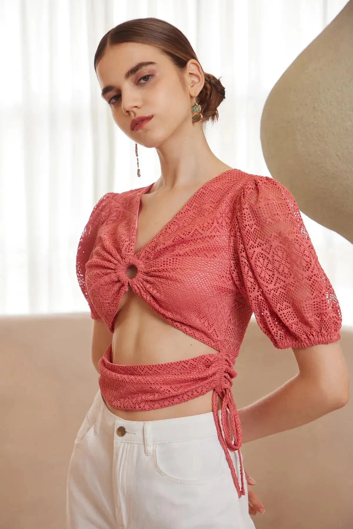 Ring Linked Cut Out Crop Top