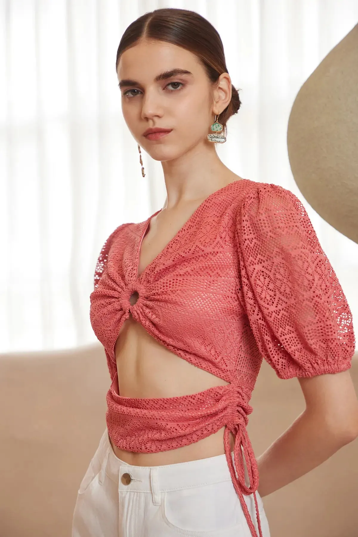 Ring Linked Cut Out Crop Top