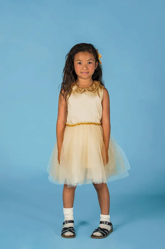 Rock Your Kid Gold Peter Pan Collar Wing Dress