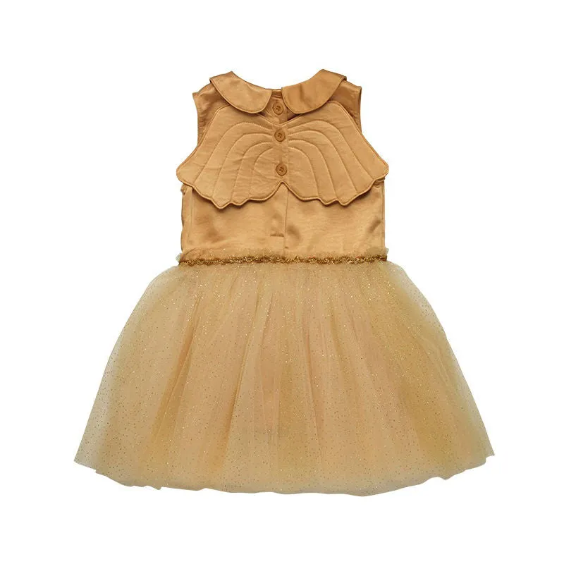Rock Your Kid Gold Peter Pan Collar Wing Dress