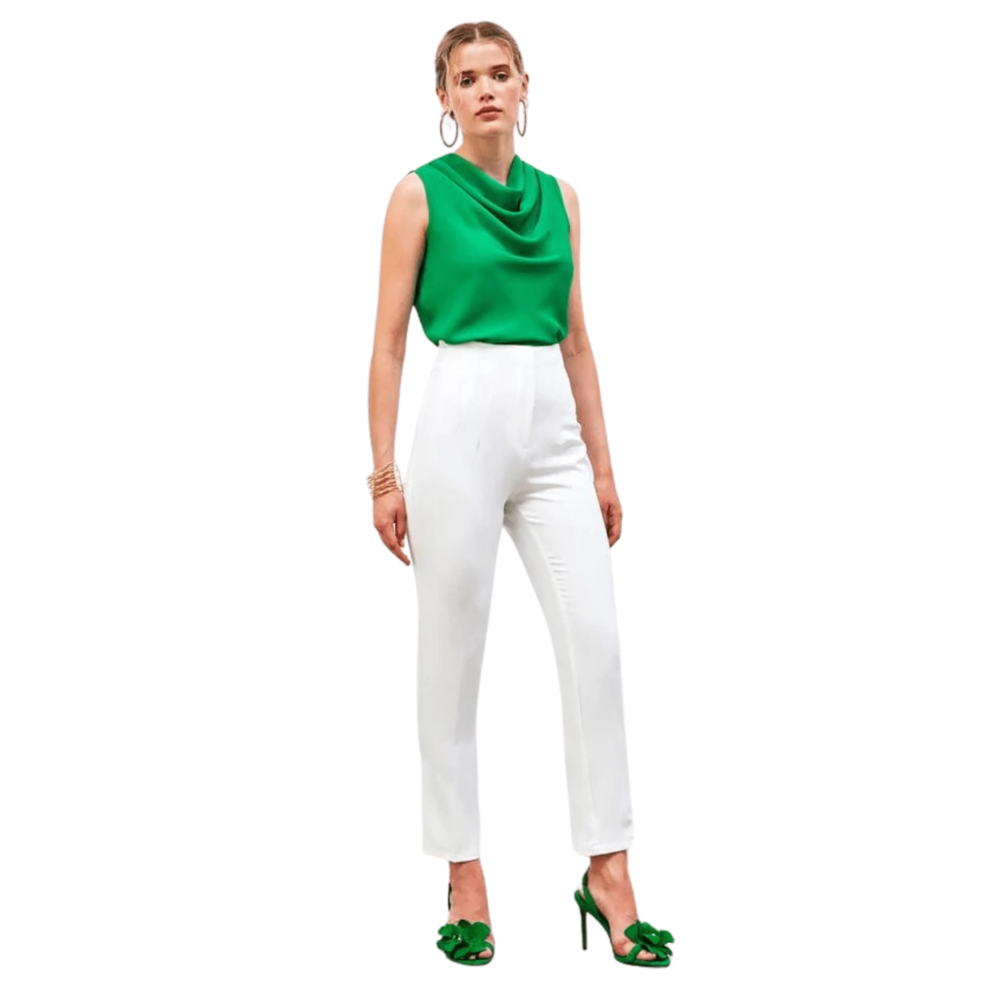 SATEEN - High Waist Pleated Pants