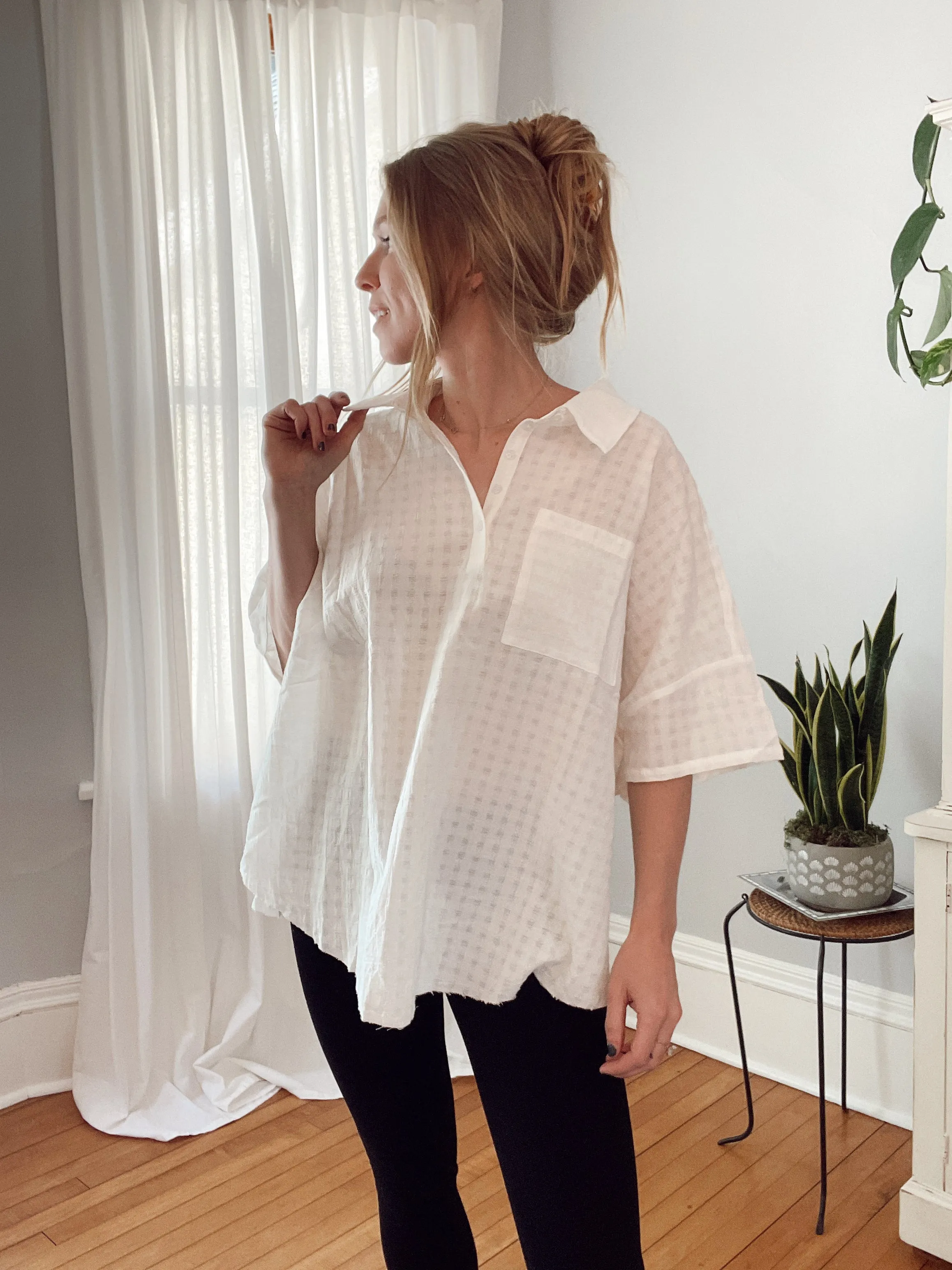 Seaside White Dolman Top