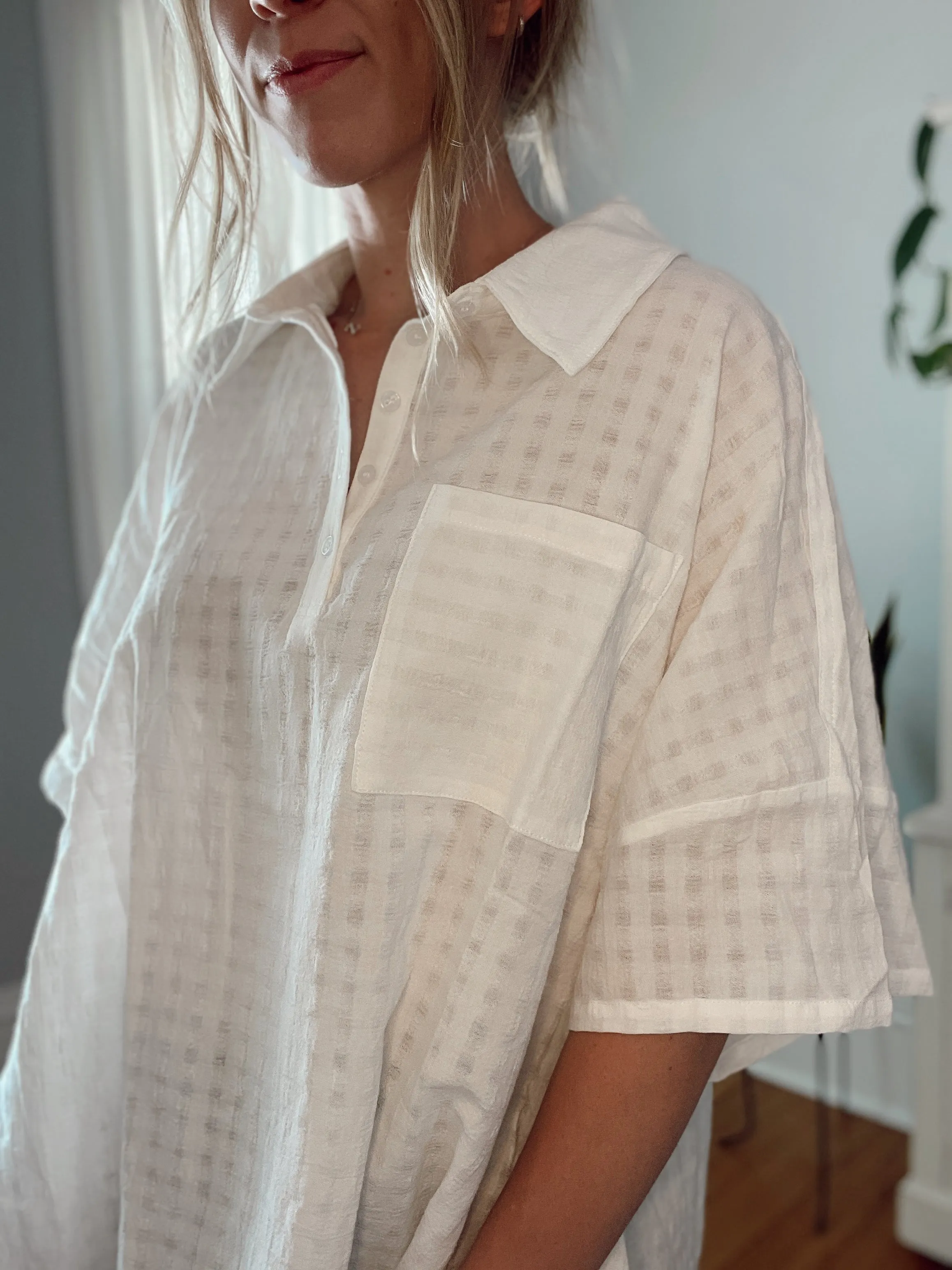 Seaside White Dolman Top