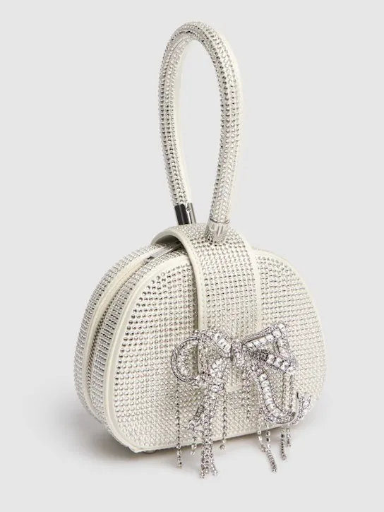 Self-portrait   Micro rhinestone satin top handle bag 