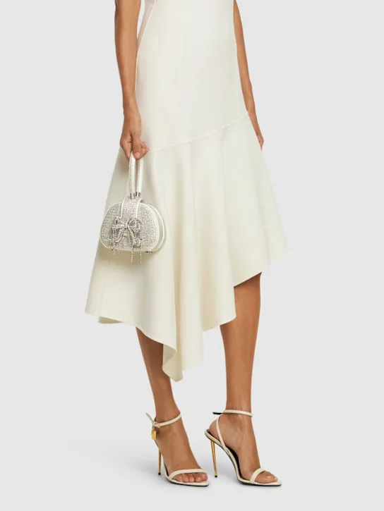 Self-portrait   Micro rhinestone satin top handle bag 