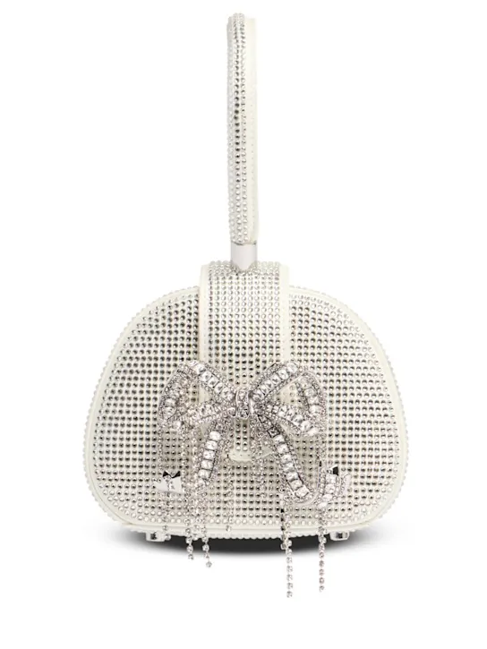 Self-portrait   Micro rhinestone satin top handle bag 