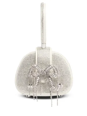 Self-portrait   Micro rhinestone satin top handle bag 