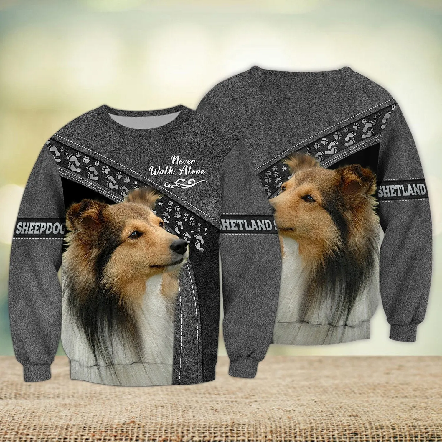 Shetland Sheepdogs Pink and Grey Love Never Walk Alone 3D Full Print Shirts