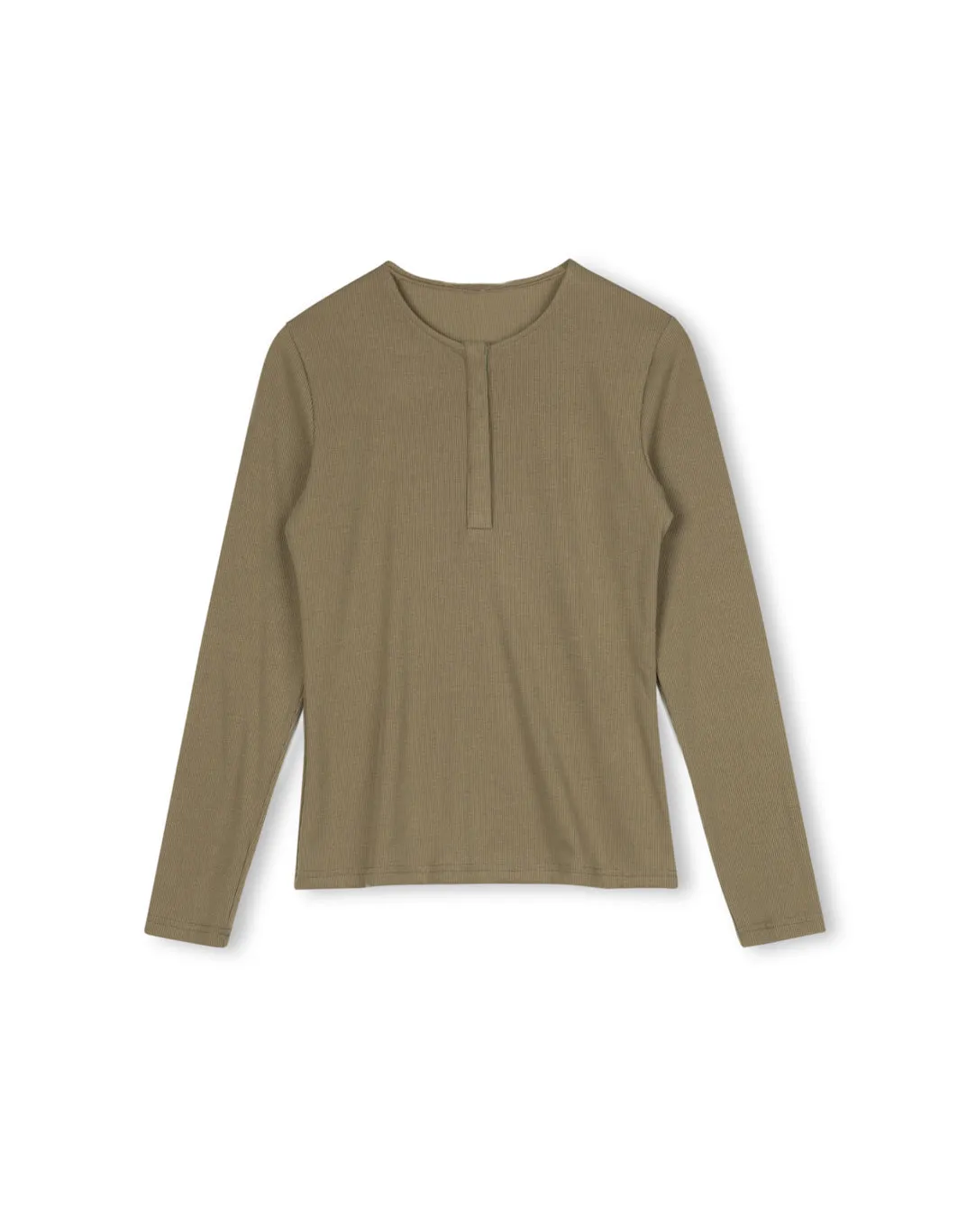 Since 2005 Green Rib Henley Top W-12039