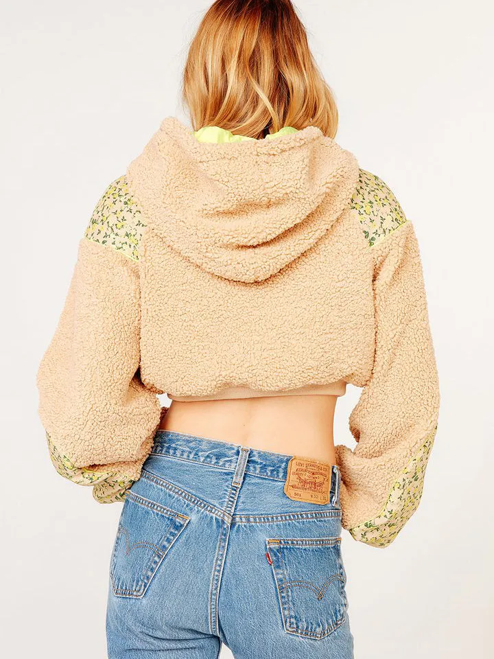 SLOANE SHEARLING CROPPED HOODIE Teddy