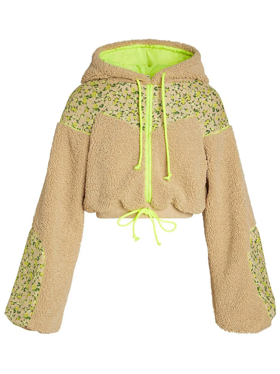 SLOANE SHEARLING CROPPED HOODIE Teddy