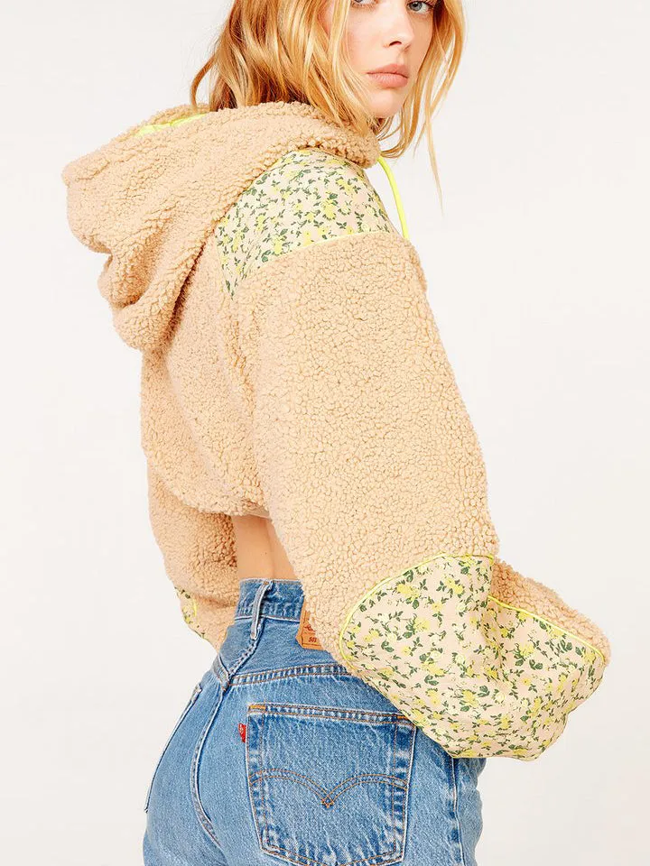 SLOANE SHEARLING CROPPED HOODIE Teddy