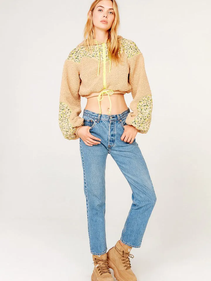 SLOANE SHEARLING CROPPED HOODIE Teddy