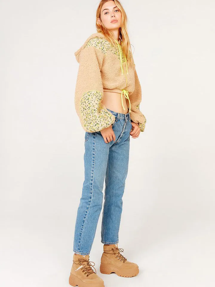 SLOANE SHEARLING CROPPED HOODIE Teddy