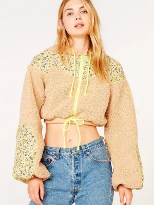 SLOANE SHEARLING CROPPED HOODIE Teddy