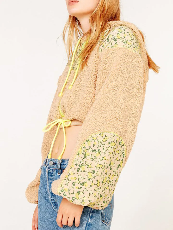 SLOANE SHEARLING CROPPED HOODIE Teddy
