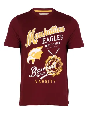 South Shore Baseball Crew Neck T-shirt in Oxblood