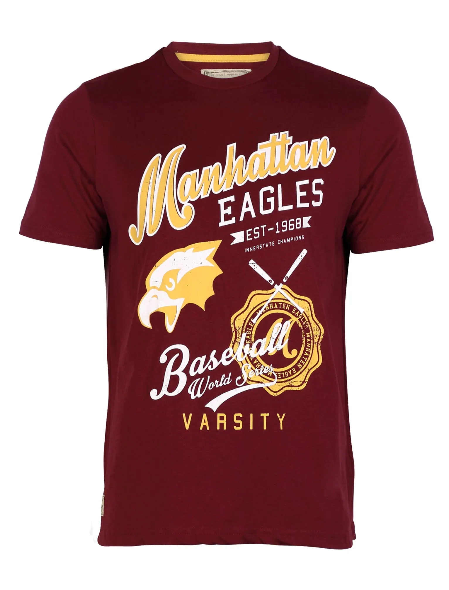 South Shore Baseball Crew Neck T-shirt in Oxblood