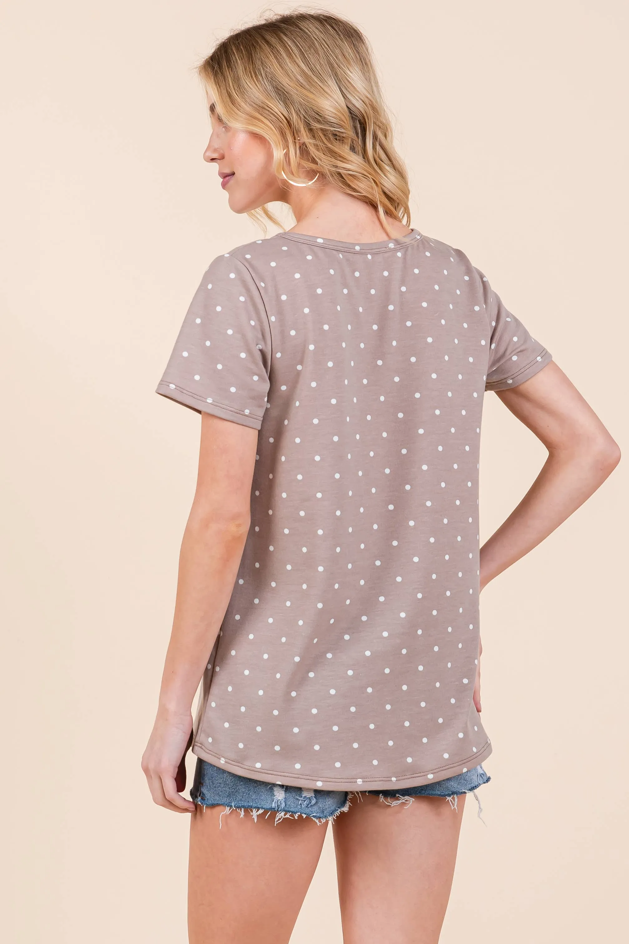 Taupe Polka Dot Top