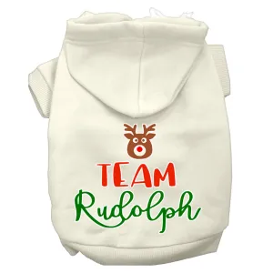 Team Rudolph Screen Print Dog Hoodie Cream Xl