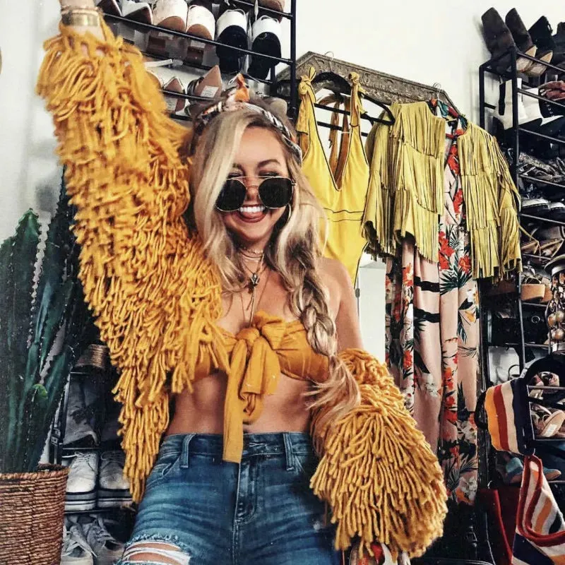Trendy Handmade Fringe Coat