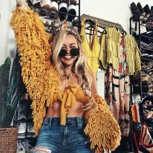 Trendy Handmade Fringe Coat