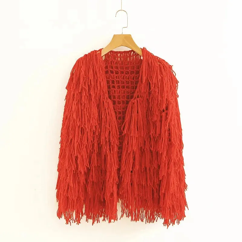 Trendy Handmade Fringe Coat