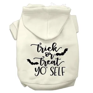 Trick Or Treat Yo' Self Screen Print Dog Hoodie Cream Xl