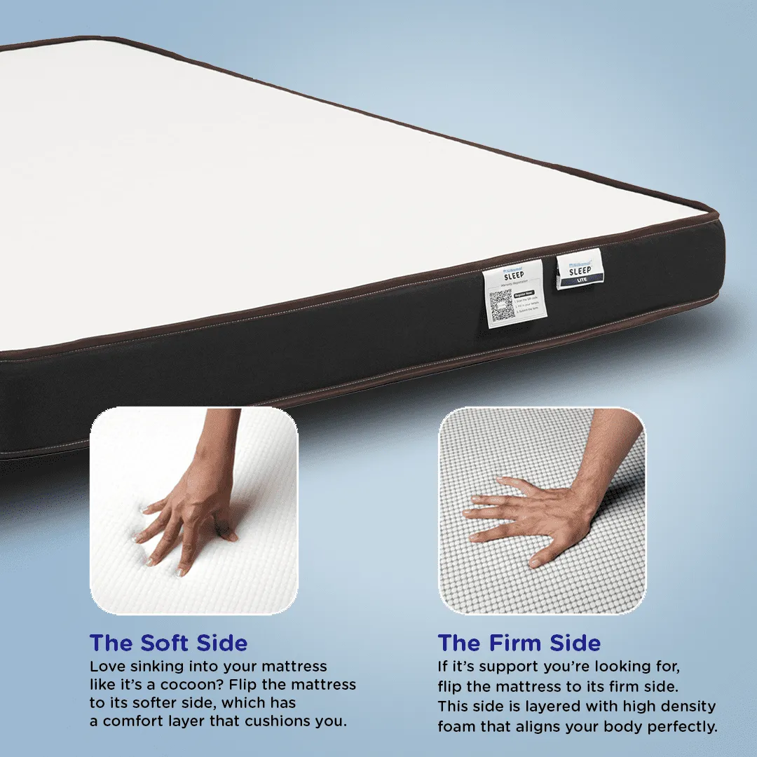 Velvette Upholstered Bed (Blue)   Lite Dual Comfort Mattress (Queen)