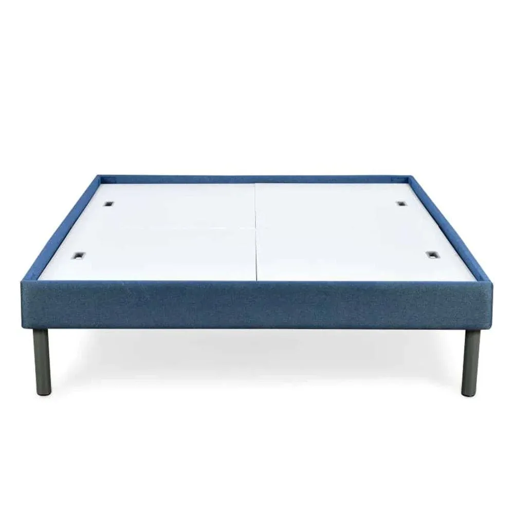 Velvette Upholstered Bed (Blue)   Lite Dual Comfort Mattress (Queen)