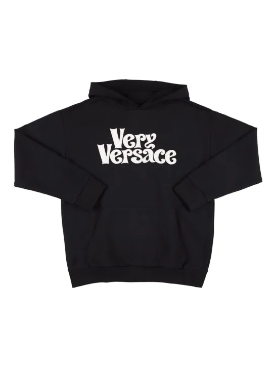 Versace   Embroidered logo cotton hoodie 