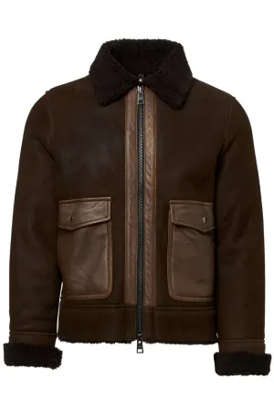 Waxed Shearling Bomber Jacket
