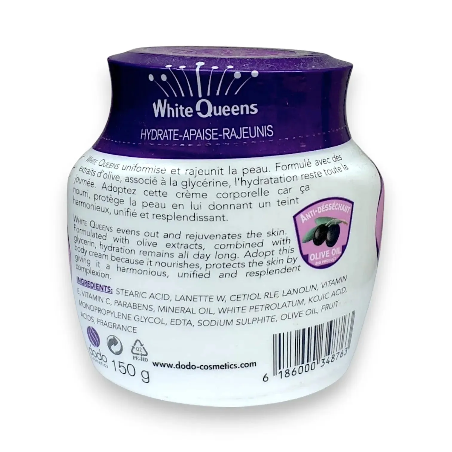 White Queens Moisturizing Body Cream with Olive Oil 150g