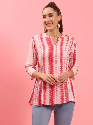Women Coral Tie Dye Printed Tunic