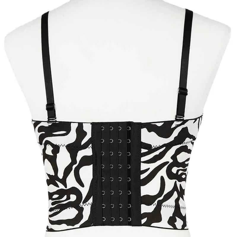 Women Zebra Striped Tops Spaghetti Straps Bra Summer Party Tank Top