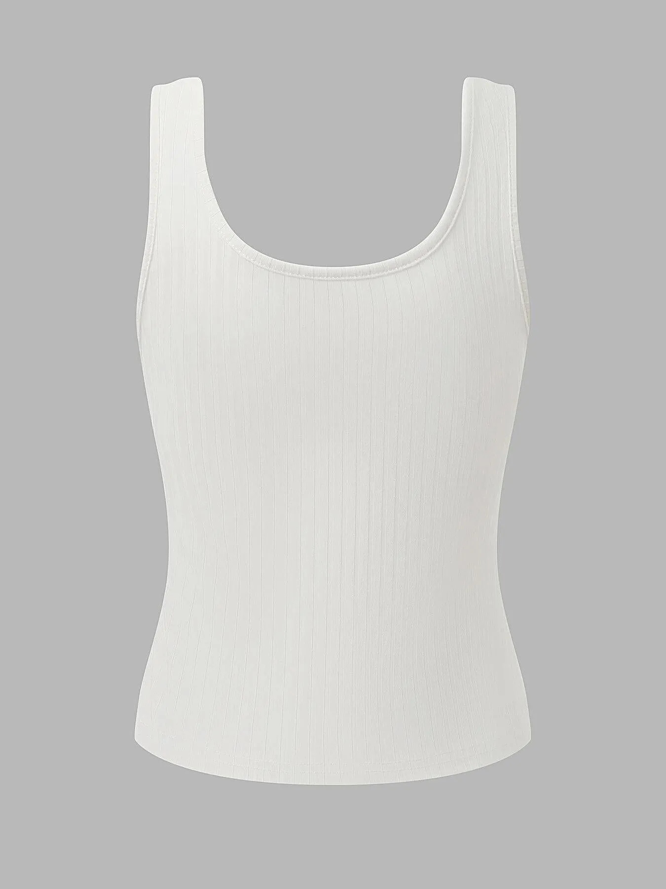Women's Knit Plain U Neck Tank Top Tee