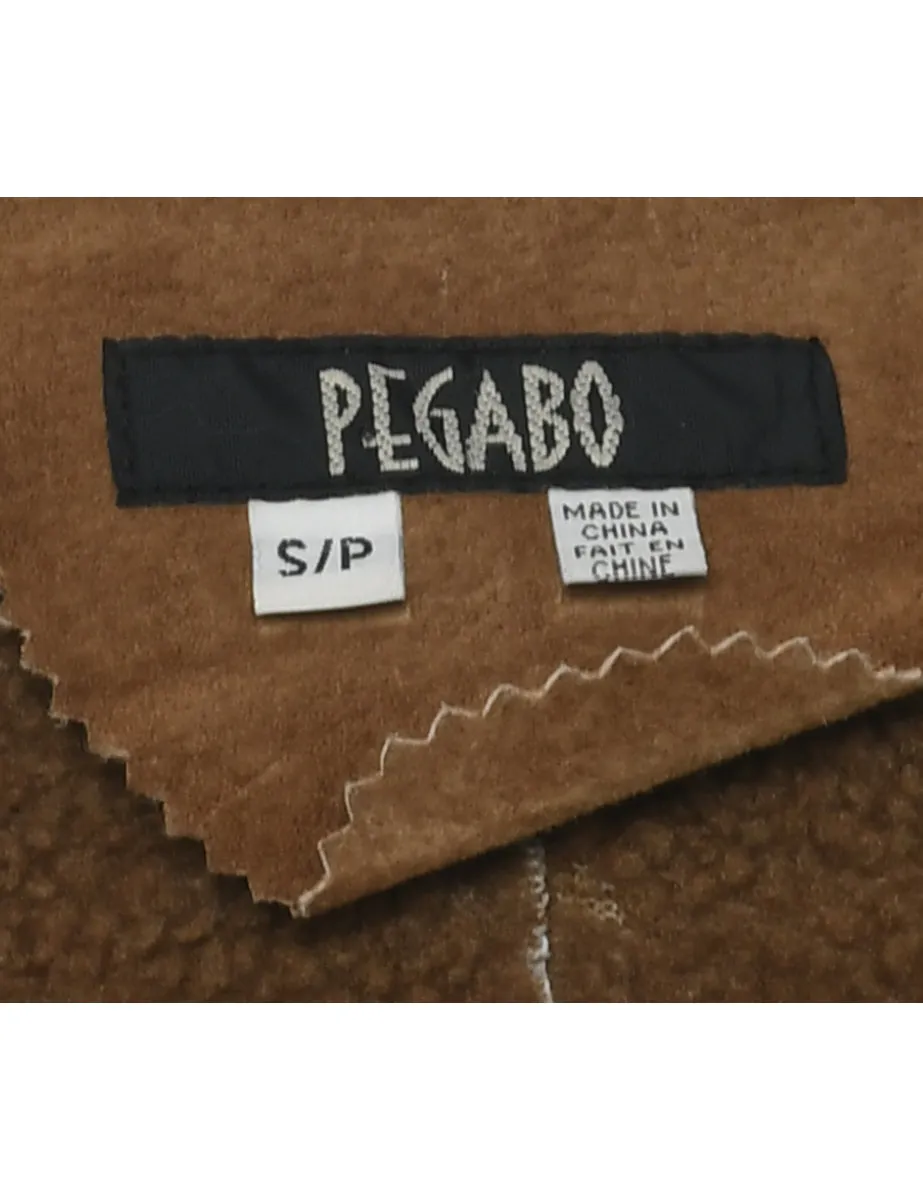 Zip Front Y2K Shearling Suede Jacket - S